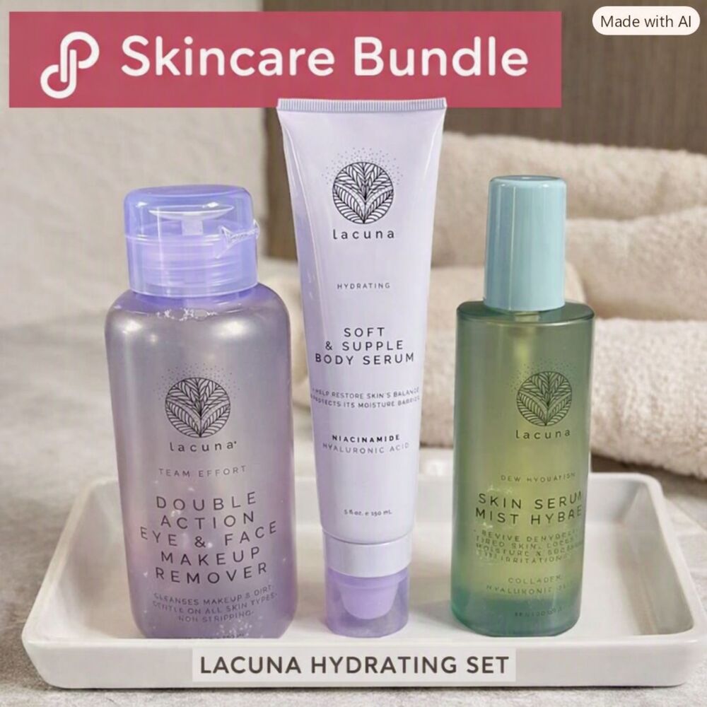 NEW 3-pc SET Lacuna Makeup Remover Hydrating Body Serum Skin Serum Mist Hybrid